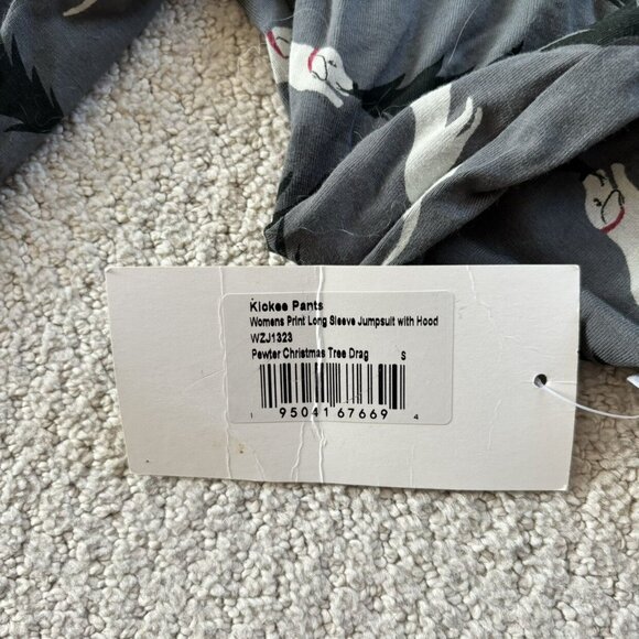 Kickee Pants Long Sleeve Jumpsuit Gray Dog Christmas Tree Drag - Picture 2 of 4